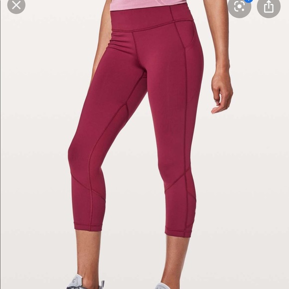 Lululemon Pace Rival Crop ruby wine, size 6